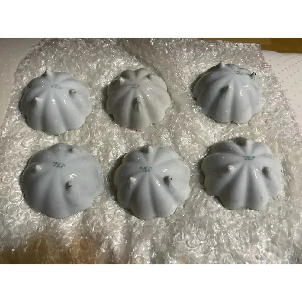 Japanese Hand painted Bone China Footed Nut Bowl Set With 6 Bowls‎